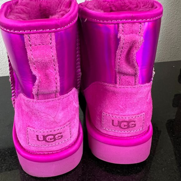 UGG Australia Classic Mini Boots Women's Holographic Hot Pink Size 5 - Picture 6 of 14